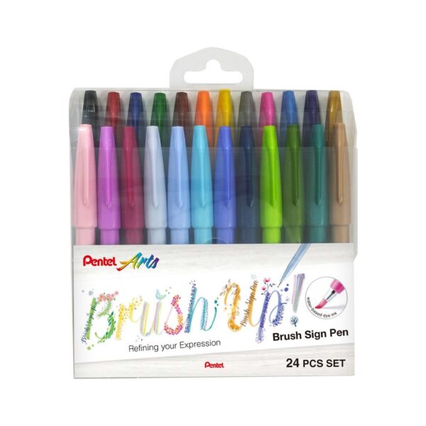 Pentel 柔繪筆 Brush Sign Pen 24色套裝 (新色系)｜億高公司 EAT-GO