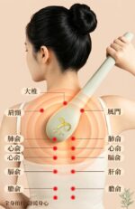 拍打棒背部穴位示範：大椎、風門、肺俞、心俞等部位