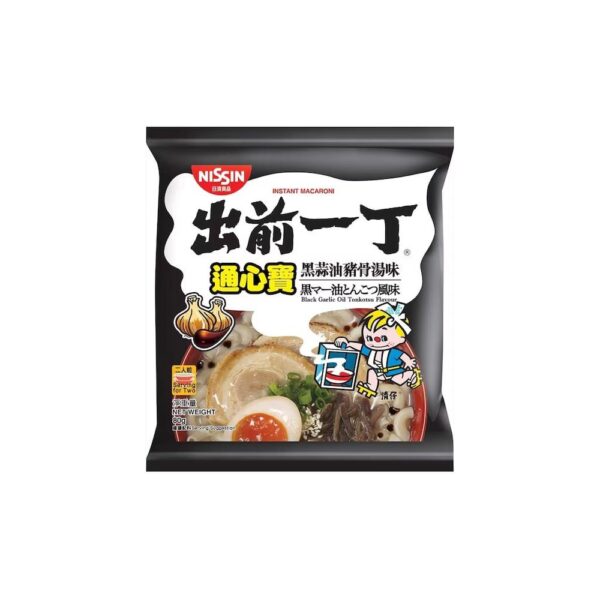 出前一丁 通心寶 黑蒜油豬骨湯味即食通心粉 80g 包裝正面